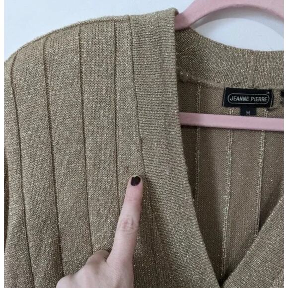 Vintage 80's Sparkly Gold V-Neck Sweater - Picture 4 of 7